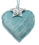  Χριστουγεννιάτικη υφασμάτινη διακοσμητική κρεμαστή καρδιά γαλάζια 