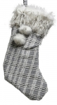  Χριστουγεννιάτικη κάλτσα υφασμάτινη γκρι 4Χ29Χ60εκ 
