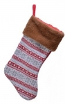  Χριστουγεννιάτικη διακοσμητική κάλτσα κόκκινη -καφέ 40εκ 