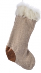  Χριστουγεννιάτικη υφασμάτινη διακοσμητική κάλτσα κρεμαστή καφέ 