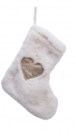  Χριστουγεννιάτικη διακοσμητική κάλτσα λευκή με χρυσή καρδιά 1x19x19εκ 
