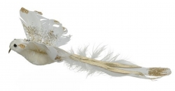  Χριστουγεννιάτικο υφασμάτινο διακοσμητικό πουλί άσπρο 22εκ 