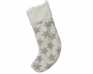  Χριστουγεννιάτικη διακοσμητική κάλτσα αστεράκια λευκή γκρι 50εκ 
