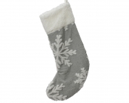  Χριστουγεννιάτικη διακοσμητική κάλτσα νιφάδες γκρι λευκη 50εκ 