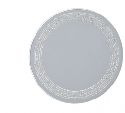 Σουπλά γυάλινο στρογγυλό ασημί με γκλίτερ στην άκρη 20εκ  από την εταιρία Epilegin. Σουπλά γυάλινο στρογγυλό ασημί με γκλίτερ στην άκρη 20εκ  από την εταιρία Epilegin.