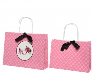  Χριστουγεννιάτικη χάρτινη τσάντα δώρου πουά ροζ άσπρο 33Χ30εκ 