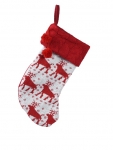  Χριστουγεννιάτικη διακοσμητική κάλτσα τάρανδοι λευκή κόκκινη 37εκ 