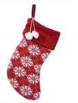 Χριστουγεννιάτικη διακοσμητική κάλτσα νιφάδες κόκκινη λευκή 37εκ 