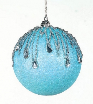 Πλαστική χριστουγεννιάτικη μπάλα με σχέδια γαλάζια 8εκ