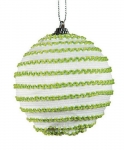  Πλαστική χριστουγεννιάτικη μπάλα με ρίγες πράσινη-λευκή 8εκ 