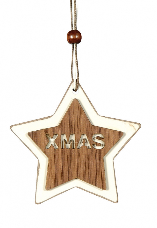  Χριστουγεννιάτικο ξύλινο κρεμαστό αστέρι καφέ μπέζ 8εκ από την εταιρία Epilegin. 