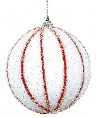 Χριστουγεννιάτικη διακοσμητική μπάλα 8εκ λευκή-κόκκινη 8εκ