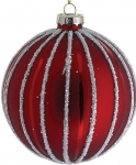 Χριστουγεννιάτικη γυάλινη μπάλα κόκκινη λευκή 8εκ. 