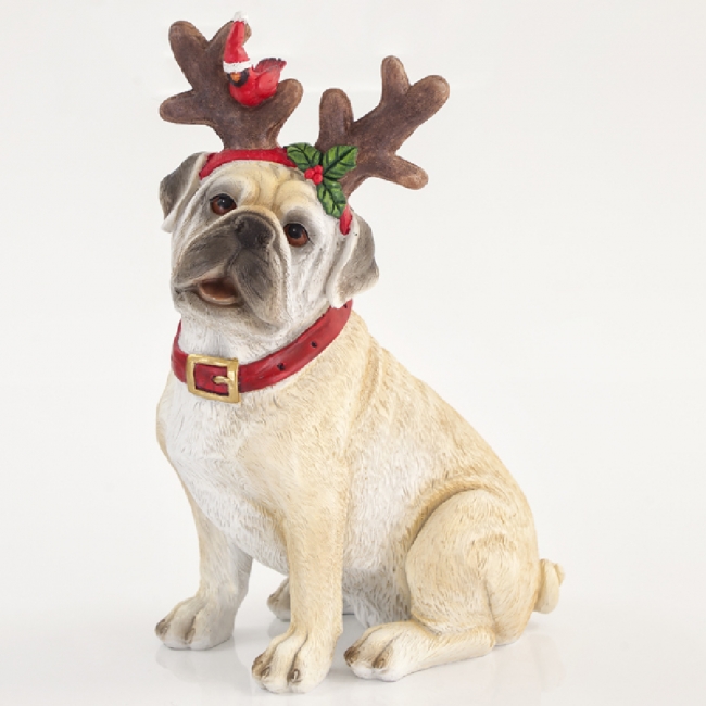  Χριστουγεννιάτικη διακοσμητική φιγούρα Polyresin "Σκύλος Pug" 31,5cm από την εταιρία Epilegin. 