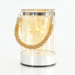 Διακοσμητικό φανάρι γυάλινο με 10 Warm Led μπαταρίας 8Χ12cm από την εταιρία Epilegin. Διακοσμητικό φανάρι γυάλινο με 10 Warm Led μπαταρίας 8Χ12cm από την εταιρία Epilegin.