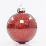  Set 4τμχ χριστουγεννιάτικη πλαστική μπάλα Glitter Glossy Red 8εκ 