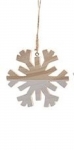  Χριστουγεννιάτικη ξύλινη κρεμαστή χιονονιφάδα φυσικό-λευκό 11εκ 