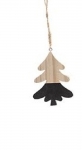  Χριστουγεννιάτικο ξύλινο κρεμαστό δεντράκι φυσικό-μαύρο 11εκ 