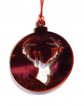  Χριστουγεννιάτικο κρεμαστό στολίδι Plexi Glass "Ελάφι" κόκκινο 7cm 