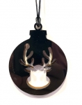  Χριστουγεννιάτικο κρεμαστό στολίδι Plexi Glass "Rudolf" μαύρο 7cm 