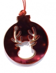  Χριστουγεννιάτικο κρεμαστό στολίδι Plexi Glass "Rudolf" κόκκινο 7cm 