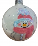  Χριστουγεννιάτικη γυάλινη μπάλα snowman άσπρο γυαλιστερό 8εκ 