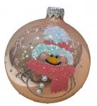  Χριστουγεννιάτικη γυάλινη μπάλα snowman blush pink 8εκ 