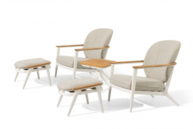   Lounge Simpo 5pcs Teak & Alu "Atlanta" White    Epilegin. 