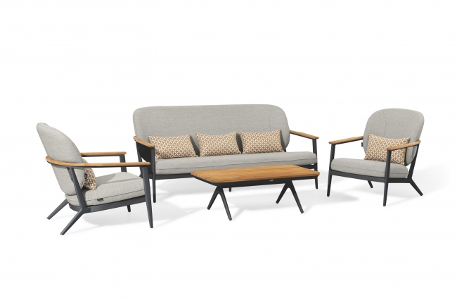   Lounge Simpo 4pcs Teak & Alu "Atlanta" Dark Grey    Epilegin. 