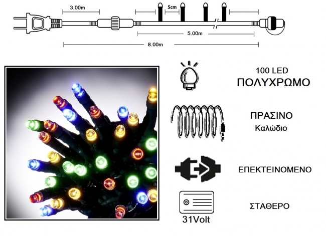  100 LED 31V / & / .  - Multi 5m    Epilegin. 