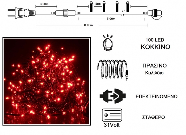  100 LED 31V / & / .  -  5m    Epilegin. 