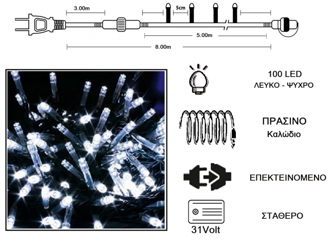  100 LED 31V / & / .  -  5m    Epilegin. 