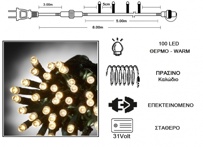  100 LED 31V / & / .   - Warm 5m    Epilegin. 