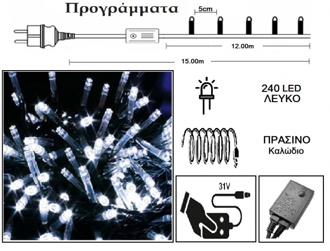  240 Led 31V  & / .   -  12m    Epilegin. 