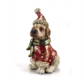  Χριστουγεννιάτικο διακοσμητικό Resin "Σκυλάκι με σκουφί" 13.5εκ 
