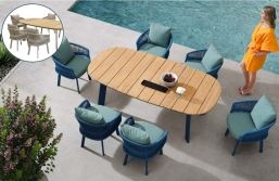 Τραπεζαρία Higold 7pcs Teak & Rope Aio Taupe από την εταιρία Epilegin. Τραπεζαρία Higold 7pcs Teak & Rope Aio Taupe από την εταιρία Epilegin.