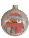  Χριστουγεννιάτικη γυάλινη μπάλα snowman άσπρο matt 8εκ 